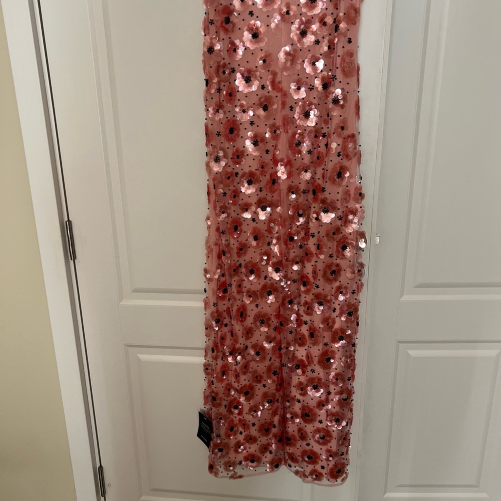 Elegant Pink Floral Maxi Dress-Party Dress